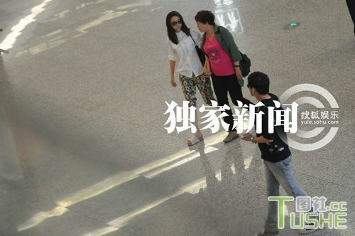 陈思成接机 佟丽娅黑超扮酷