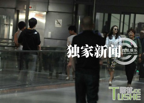 陈思成接机 佟丽娅黑超扮酷